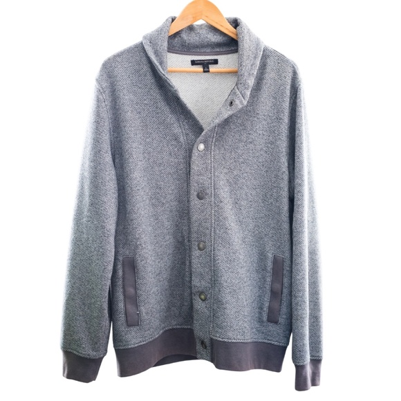 Banana Republic Men's Large Jacket Shawl Collar Button-Up Jacket – Gray Knit - Picture 2 of 12